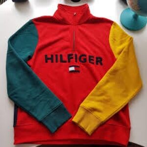 TOMMY HILFIGER Primary Colorblock Sweatshirt Y2K Style unisex medium